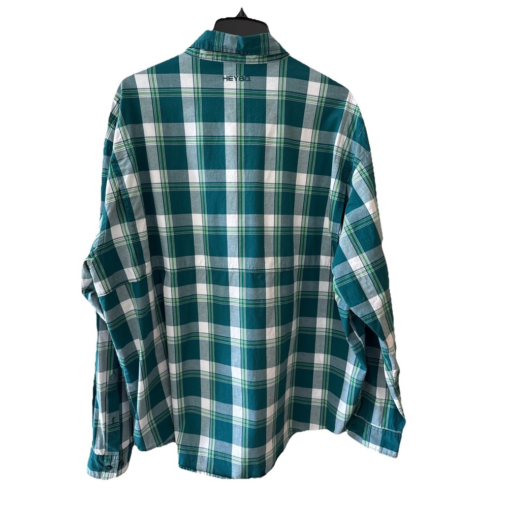 Heybo Outdoors Button Down Shirt Long Sleeve Vented Green Plaid Mens XXL - Picture 3 of 7